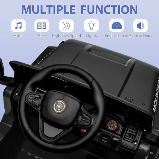 12V Kids Ride-On Truck Car, Battery-Powered Electric Vehicle with Remote Control, 3 Speeds, LED Lights, Music, MP3, USB, Bluetooth, Ages 3-6 image {3}