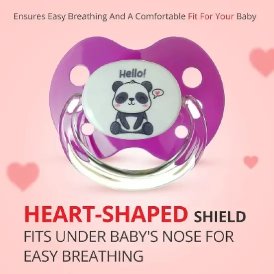 Playtex Baby &ndash; Binky Orthodontic Pacifier with Snap-On Cover, Air Comfort Shield, Medical-Grade Silicone, 0&ndash;6 Months, 2-Pack, Unicorn and Panda Design image {6}