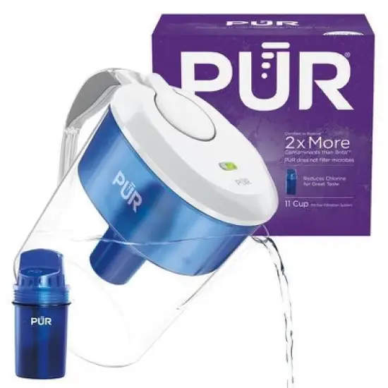 PUR 11 Cup Water Filtration Pitcher - Blue/White: BPA-Free, Filters Chlorine & Mercury, 40-Gallon Purifier, PUR Filter Compatible image {9}