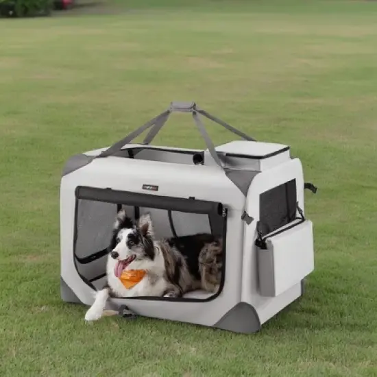 36-Inch Soft Dog Crate, Collapsible Portable for Indoor Outdoor Use - Secure Kennel with Zippers for Home, Car, Travel Camping image {9}