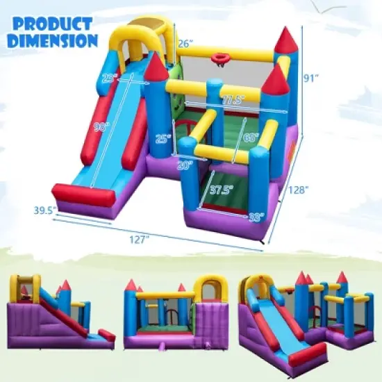 Costway 5-In-1 Inflatable Bounce Castle with Basketball Rim & Climbing Wall image {2}