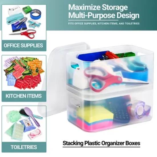 Sorbus Stackable Plastic Frosted Organizer Bins (2 Pack) - Perfect for storing items maintaining space neat and decluttered image {5}