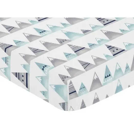 Sweet Jojo Designs Fitted Crib Sheet - Mountains Print - White image {2}