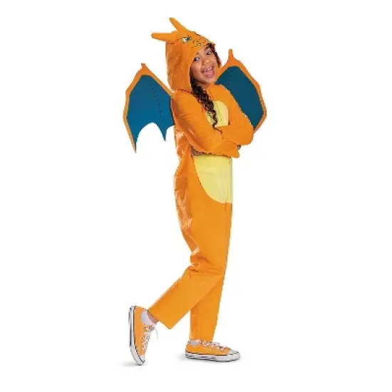 Pok&eacute;mon Kids' Charizard Hooded Jumpsuit Halloween Costume - Orange - 4-6 image {1}
