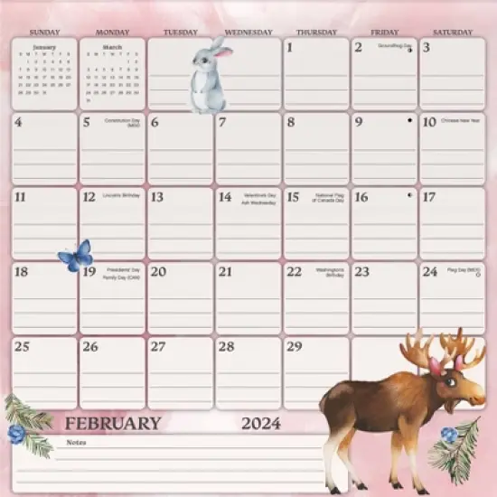 Trends International Inc. 2023-24 Wall Calendar 12"x12" Animals Magnetic Family image {2}