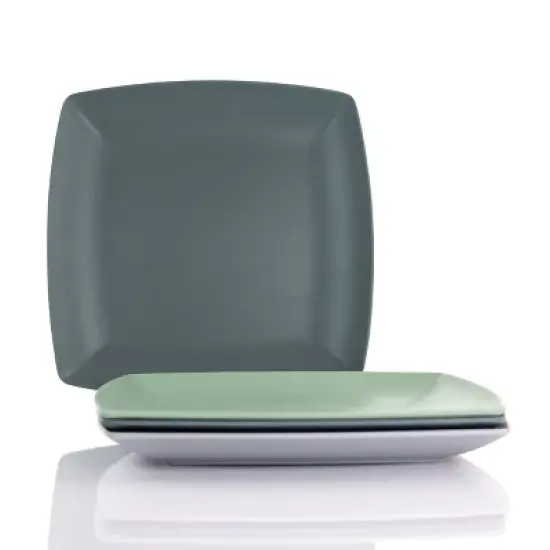 Gibson Home Grayson 4 Piece 8.5 Inch Square Melamine Dessert Plate Set in Assorted Colors image {1}