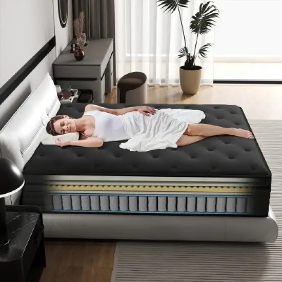 CHEVNI 12-14 Inch Mattress in a box Hybrid Spring Memory Foam Medium Firm Black image {10}