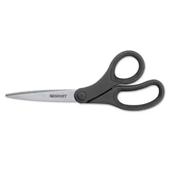 Westcott KleenEarth Basic Plastic Handle Scissors 7" Long Pointed Black 15582 image {2}