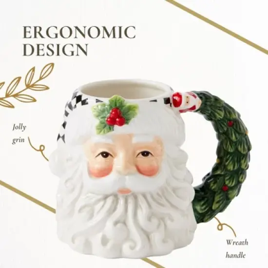 Spode Christmas Tree Santa Toby Mug - Festive Ceramic Coffee Mug with Decorative Santa Design - Ideal for Hot Beverages image {5}