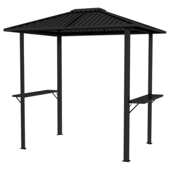 Outsunny 6' x 8' Hardtop BBQ Gazebo, Grill Gazebo with Metal Roof, Aluminum Frame and 2 Side Shelves image {3}