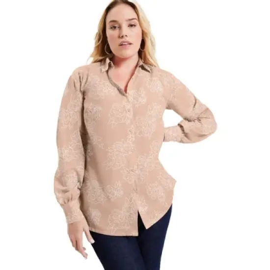 June + Vie by Roaman's Women&rsquo;s Plus Size Poplin La Vie Tunic image {4}