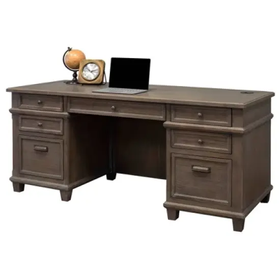 Carson Double Pedestal Desk Brown - Martin Furniture image {6}