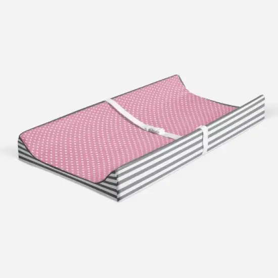 Bacati - Elephants Pink/Gray Pink Pin Dots Quilted Top Changing Pad Cover image {3}