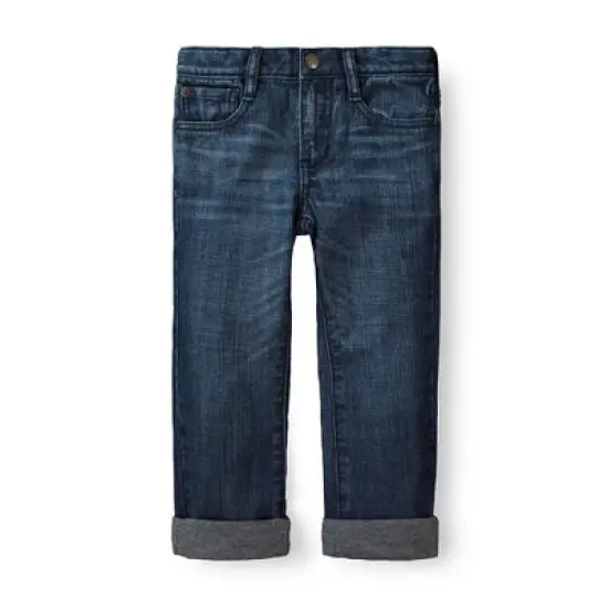 Hope & Henry Boys' Lined Medium Wash Denim, Infant image {6}