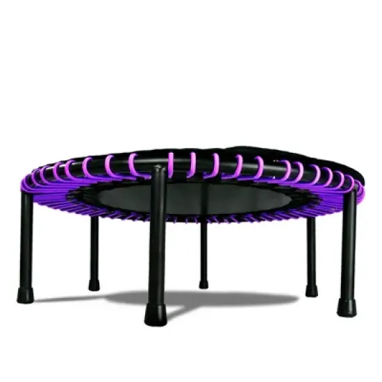 LEAPS & REBOUNDS 40" Round Mini Fitness Trampoline & Rebounder Indoor Home Gym Exercise Equipment Low Impact Workout for Adults, Purple image {1}