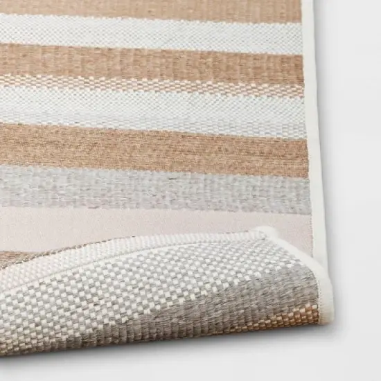 5' x 7' Stripe Tapestry Outdoor Rug Khaki/Gray - Threshold&trade; image {3}