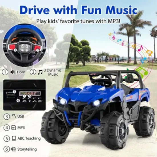 Infans 12V Kids Ride on Truck with Remote Control Slow Start Safety Belt Rear Storage image {7}