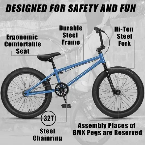 Itopfox Freestyle BMX Bike for Kids Ages 5-13, Beginner Level Rider with Durable Hi-Ten Steel Frame, Easy to Ride & Assemble, Multiple Colors image {1}