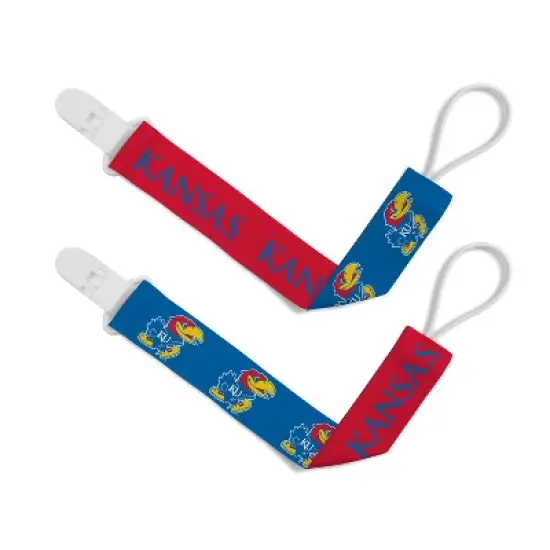BabyFanatic Officially Licensed Unisex Pacifier Clip 2-Pack - NCAA Kansas Jayhawks - Officially Licensed Baby Apparel image {1}