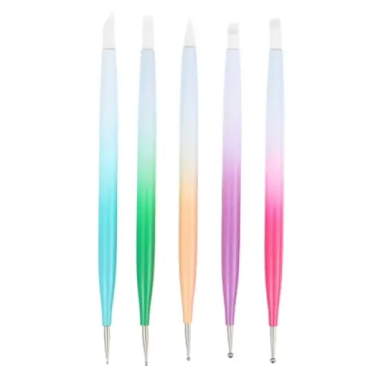 Unique Bargains Silicone Double-Ended Nail Art Pens Multicolored 5 Pcs image {6}