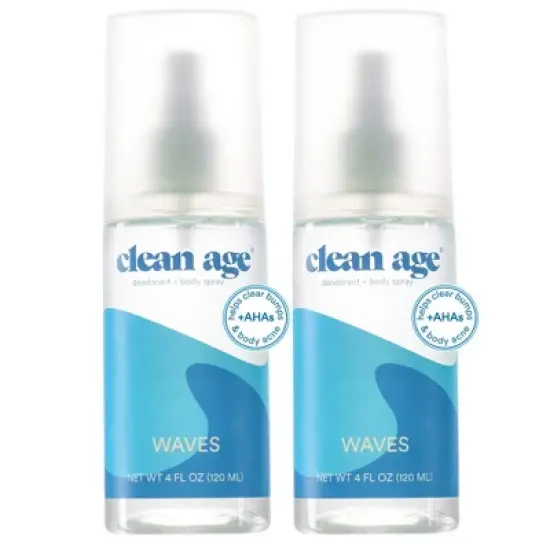 Clean Age Ocean Waves AHA Body Spray + Deodorant for Teens - 4 fl oz/2pk image {10}