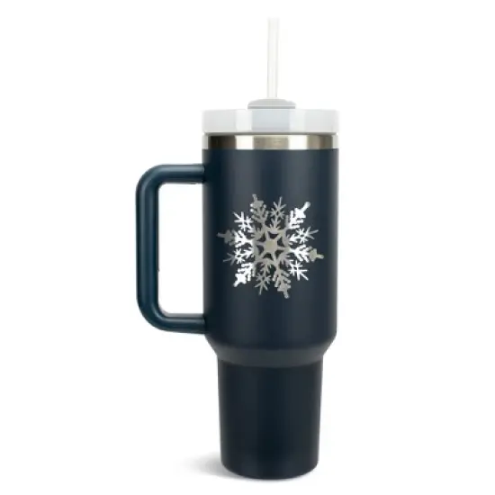 Elanze Designs Falling Snowflake Winter Snow Queen Wrap-Around 40 Oz. Stainless Steel Water Bottle Coffee Mug, Spill & Leak Resistant, Travel Tumbler image {5}