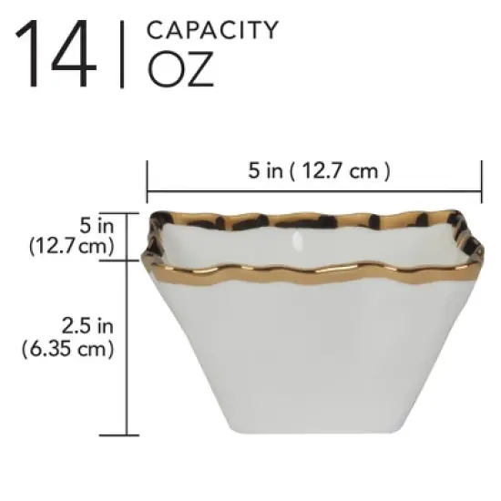 Certified International Set of 4 14oz Regency Square Snack Bowls Gold image {3}