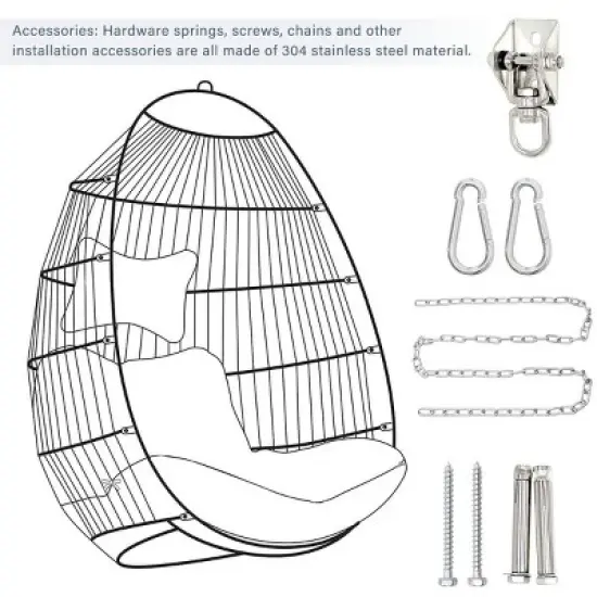 Hanging Egg Chair with Stand Kit,Foldable PE Rattan Swing Seat with Cushion and Pillow,Outdoor Hanging Chair for Patio or Balcony-Maison Boucle image {5}