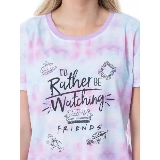 Friends TV Show Logo Womens' Rather Be Watching Sleep Jogger Pajama Set Multicolored image {2}