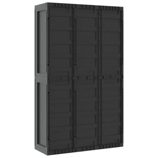 vidaXL Outdoor Storage Cabinet Black - 38.2"x14.6"x65" - Weather Resistant Polypropylene Utility Garden Cupboard image {5}