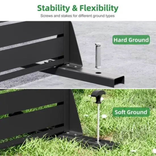 PexFix 72 in. x 94 in. Black Metal Freestanding Privacy Screen Garden Fence For Deck Patio Balcony Outdoor Privacy Panel Louvered Design image {7}