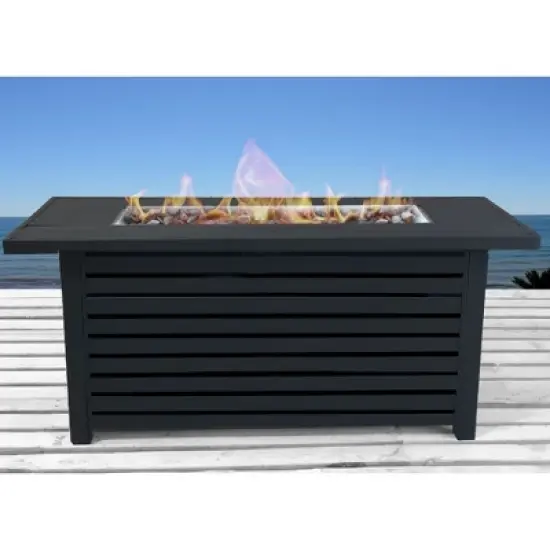 Rectangular Steel Outdoor Fire Pit Table with Stainless Steel Burner and Propane/Natural Gas Compatibility image {1}