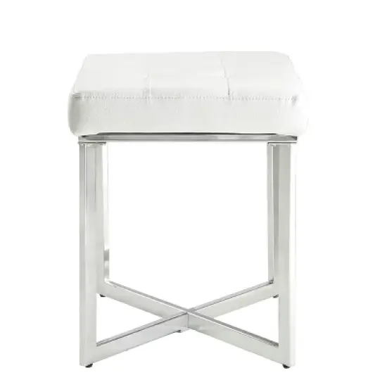 Julia Vanity Bench White/Chrome - Carolina Chair & Table image {1}