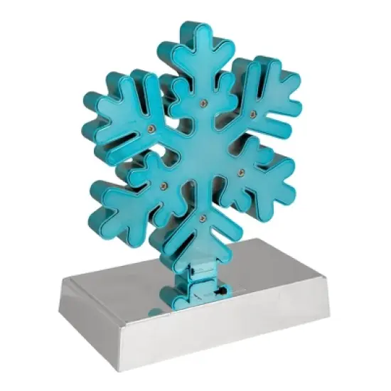 Northlight LED Lighted Glitter Snowflake Christmas Stocking Holder - 7" - Blue image {4}