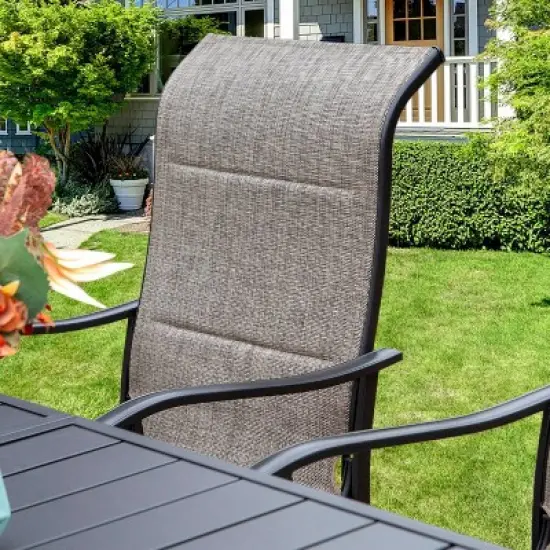 5pc Patio Dining Set with Round Table & Sling Arm Chairs - Captiva Designs image {6}