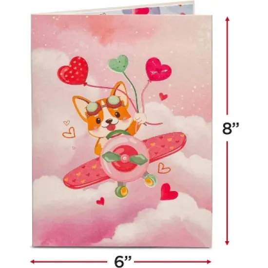 Frndly by Paper Love 3D Dog Biplane Pop Up Card,  For All Occasion - Handcrafted 100% Recycled and Eco-Friendly, 8" x 6" Cover image {1}