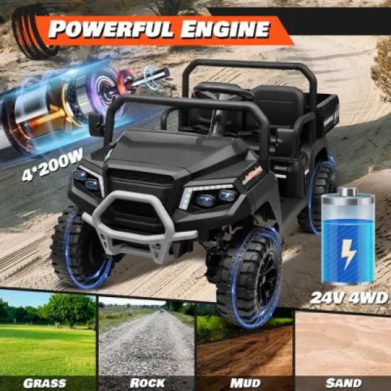 JOYRACER 24V 4WD Ride on Car w/800W Motors, 2 Seater, 2.4G Remote Control, 4 Wheeler, Pop Music, LED Light, 24 Volt Ride on Toys for Big Kids image {2}