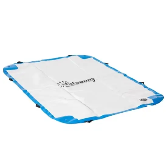 Outsunny Water Inflatable Floating Dock, Rafting Platform Island, Large Mat with Air Pump & Backpack, for Pool, Beach, Ocean, White image {4}