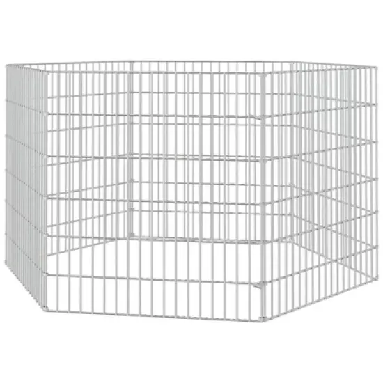 vidaXL Free Range Animal Enclosure - 6 Panel Pet Cage Flexible Assembly - Galvanized Iron Rabbit Hutch - Silver, 21.3"x23.6" image {3}