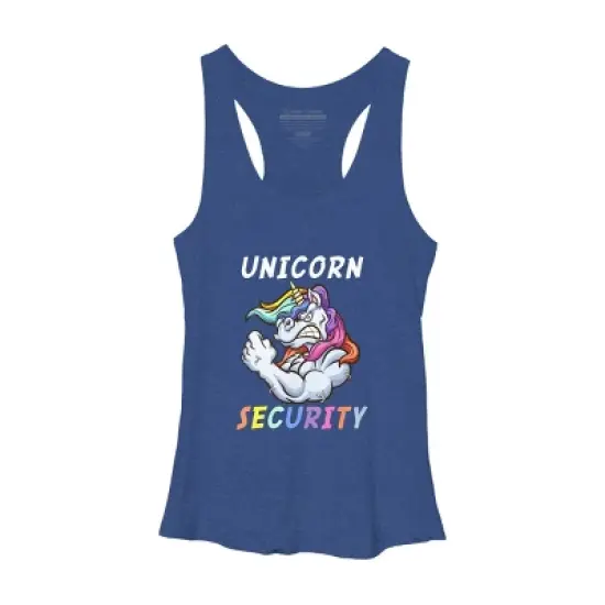 Women's Design By Humans Halloween Dad Mom Daughter Adult Costume - Unicorn Security By MINHMINH Racerback Tank Top image {7}