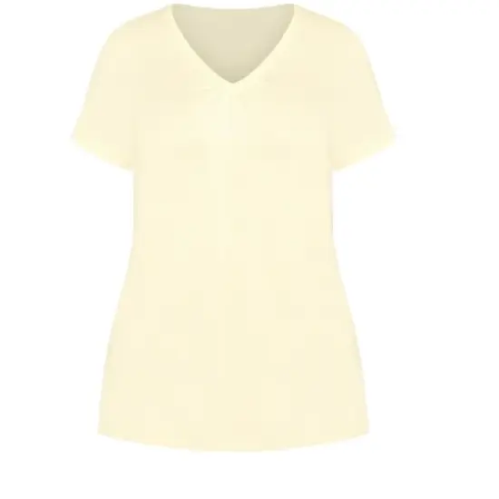 Women's Plus Size Gathered V Neck Cotton Top - yellow | EVANS image {2}