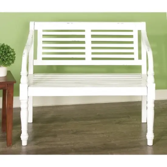 Farmhouse Mahogany Bench White - Olivia & May image {2}