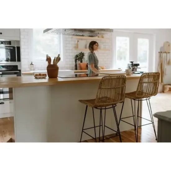 2pk Stool Balka Rattan Counter Height Barstool Rattan/Black - South Shore image {5}