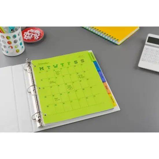 Big Tab Insertable Plastic Dividers, 5 Multicolor Tab, 4 Sets (11900) image {6}