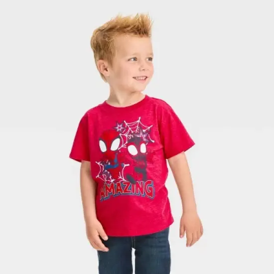Toddler Boys' Marvel Spidey and Miles Solid Short Sleeve T-Shirt - Red image {3}