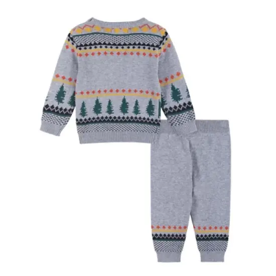 Andy & Evan  Infant  Boys Grey Moose Jacquard Sweater Set image {1}