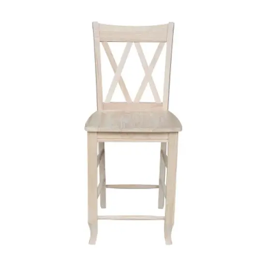 24" Double X Back Counter Height Barstool Unfinished - International Concepts image {1}