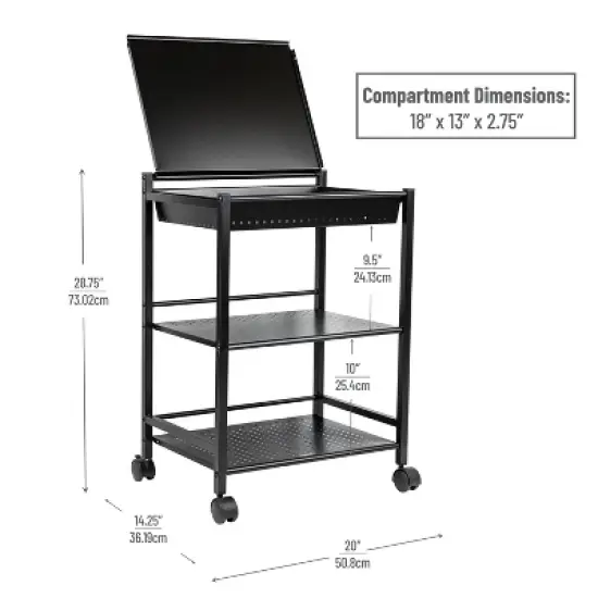 Mind Reader 3-Tier Cart with Covered Compartment Organizer Metal image {2}