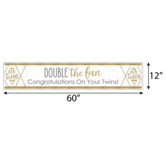 Big Dot of Happiness It's Twins - Gold Twins Baby Shower Decorations Party Banner image {1}