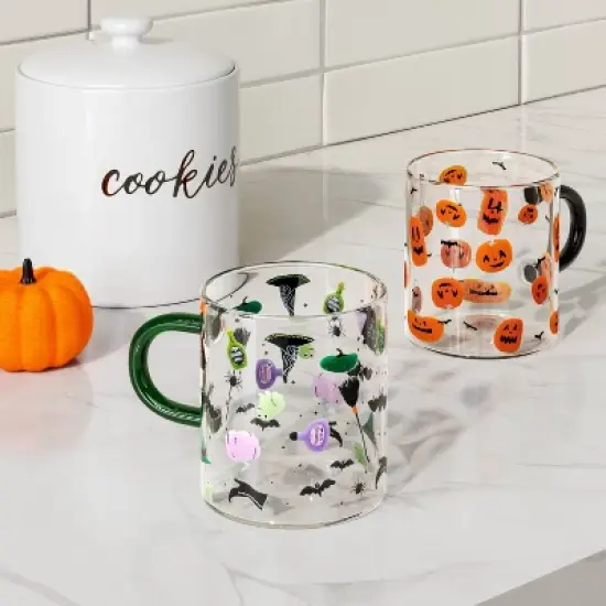 15.2 fl oz Glass Jack-o-Lantern Print Mug - Hyde and EEK! Boutique&trade; image {1}